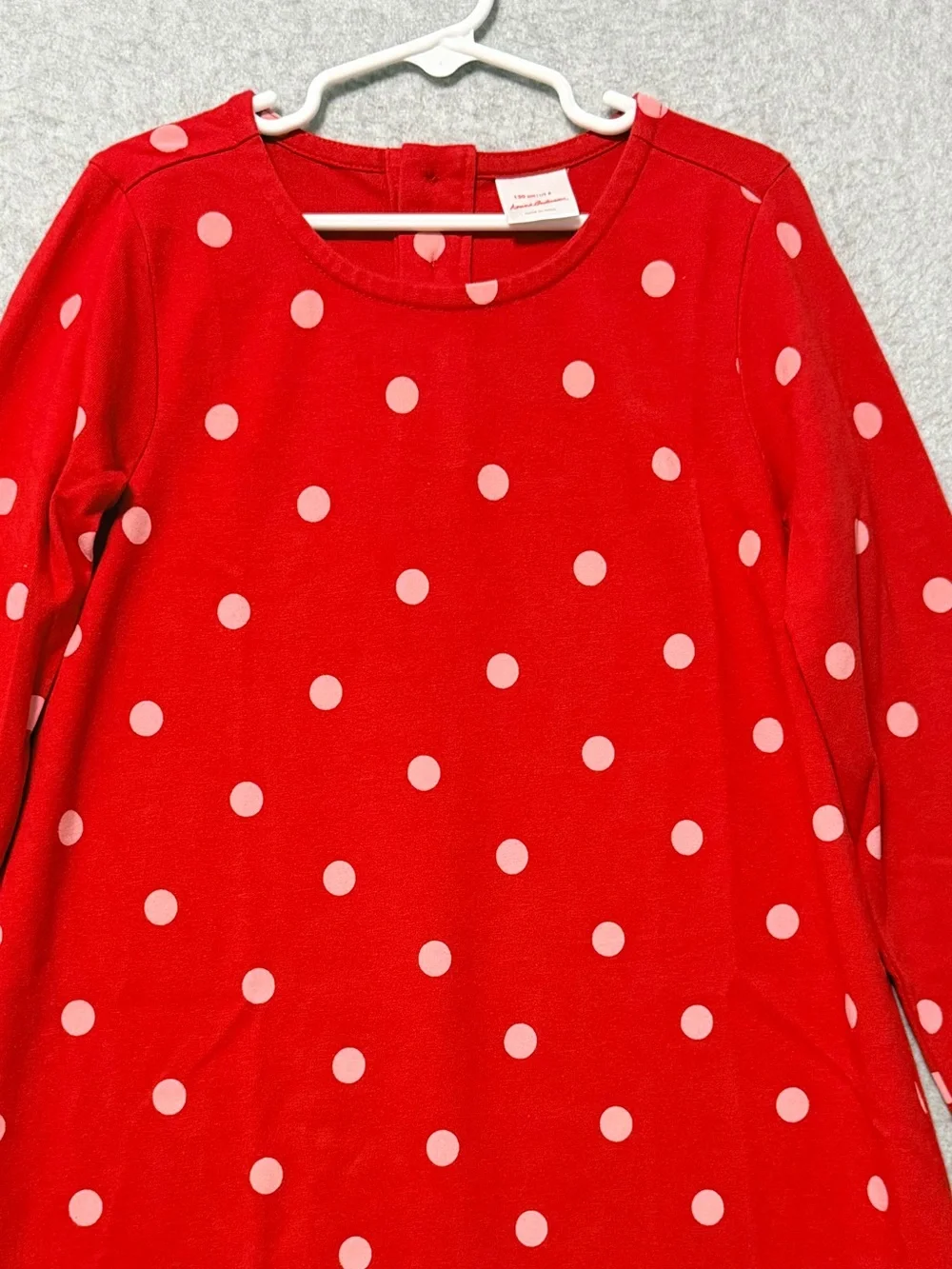 Hanna Andersson Red Polka Dot Christmas Applique Dress Size 8 (130) Like New